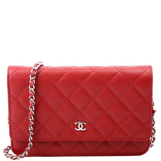 Chanel WOC Classic Quilted Caviar 22M Red Clutch Bag