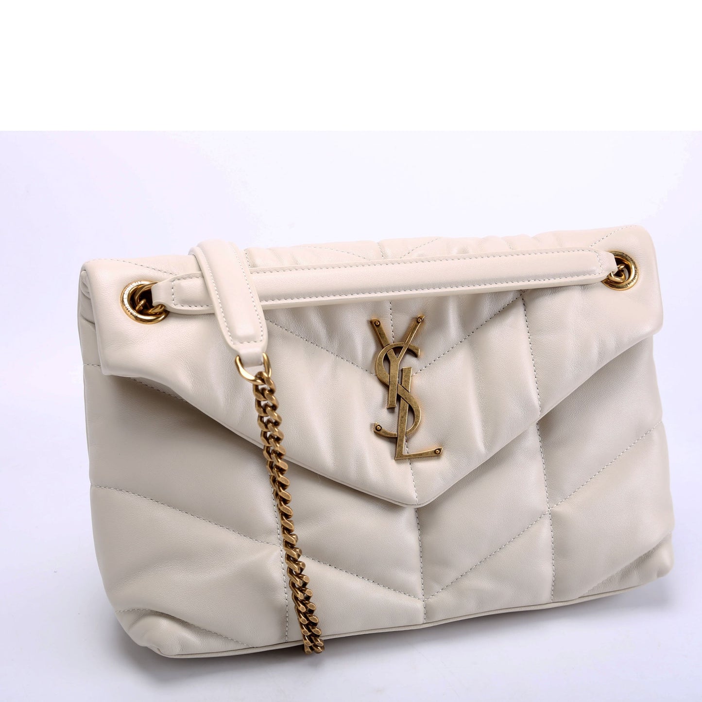 YSL Saint Laurent Saint Laurent Puffer Lambskin Bag Quilted Cream Travel Bag