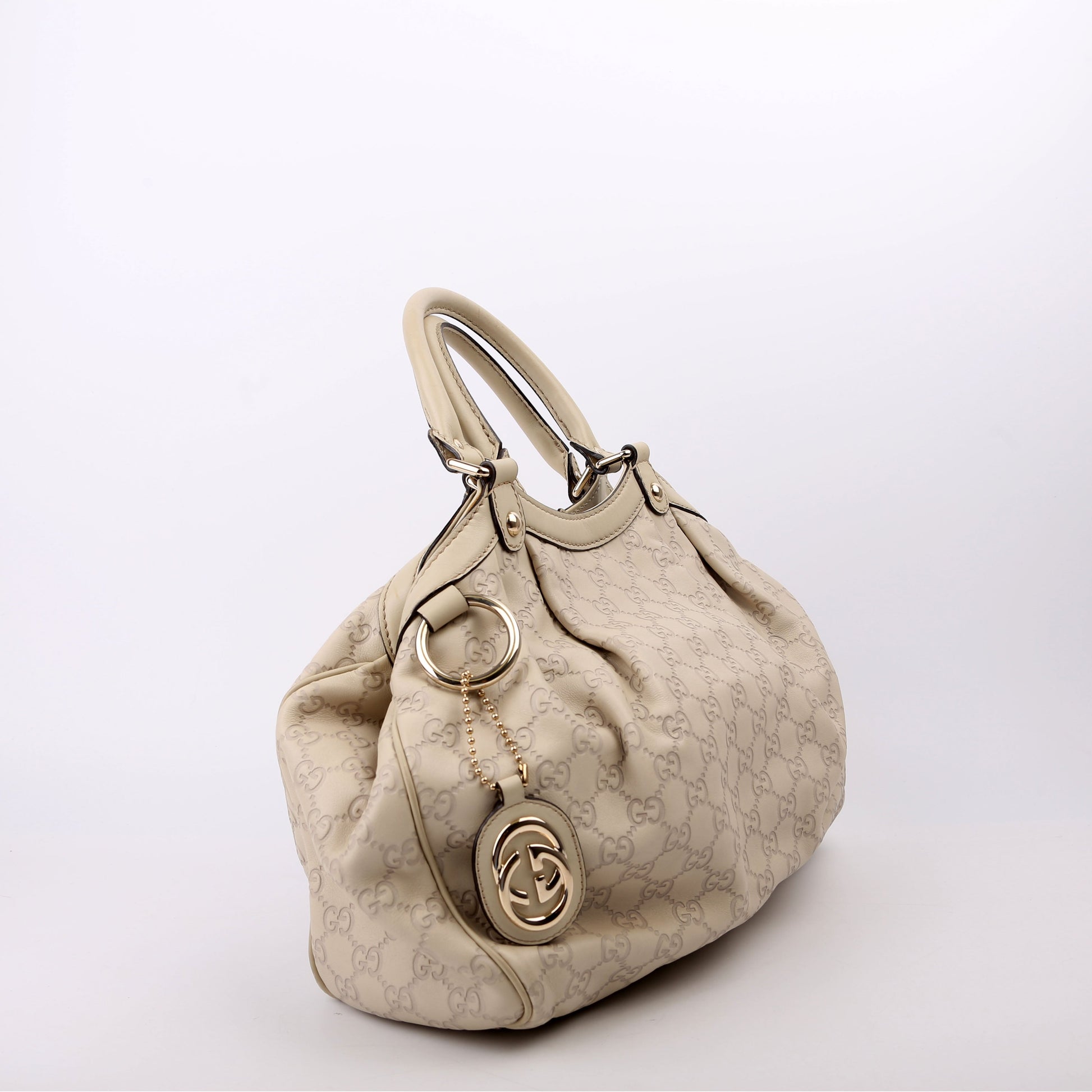 Gucci Sukey GG Leather Cream Medium Travel Bag