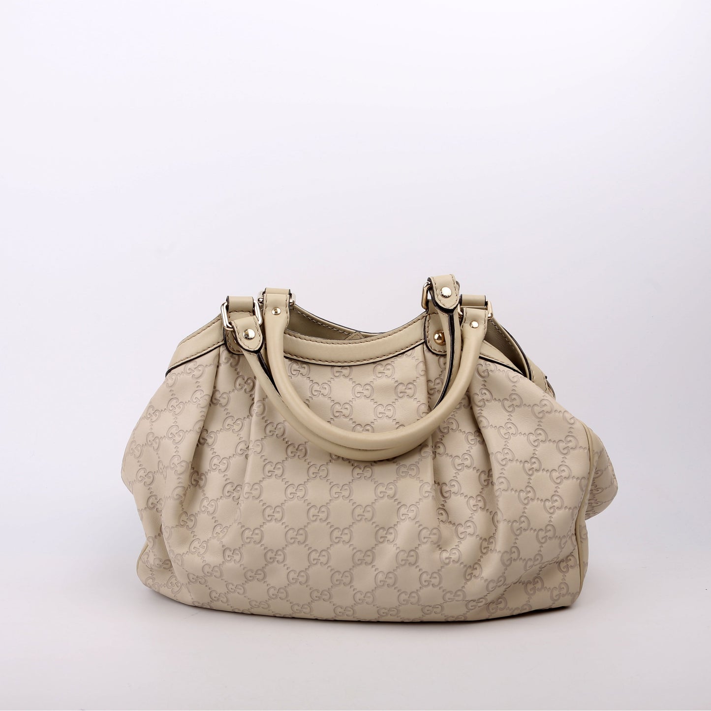 Gucci Sukey GG Leather Cream Medium Travel Bag