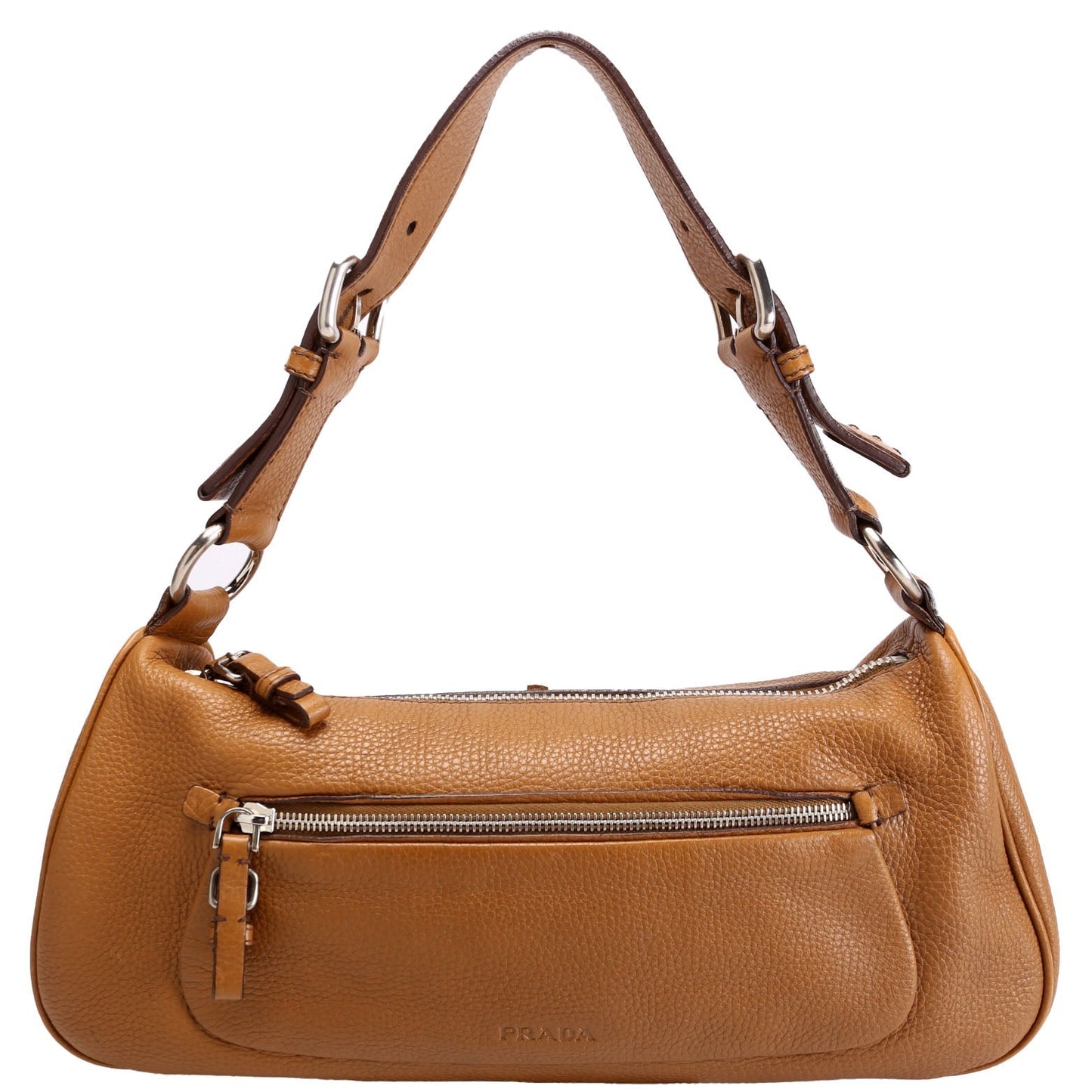 Prada Vitello Daino Hobo Bag Brown Small Travel Bag