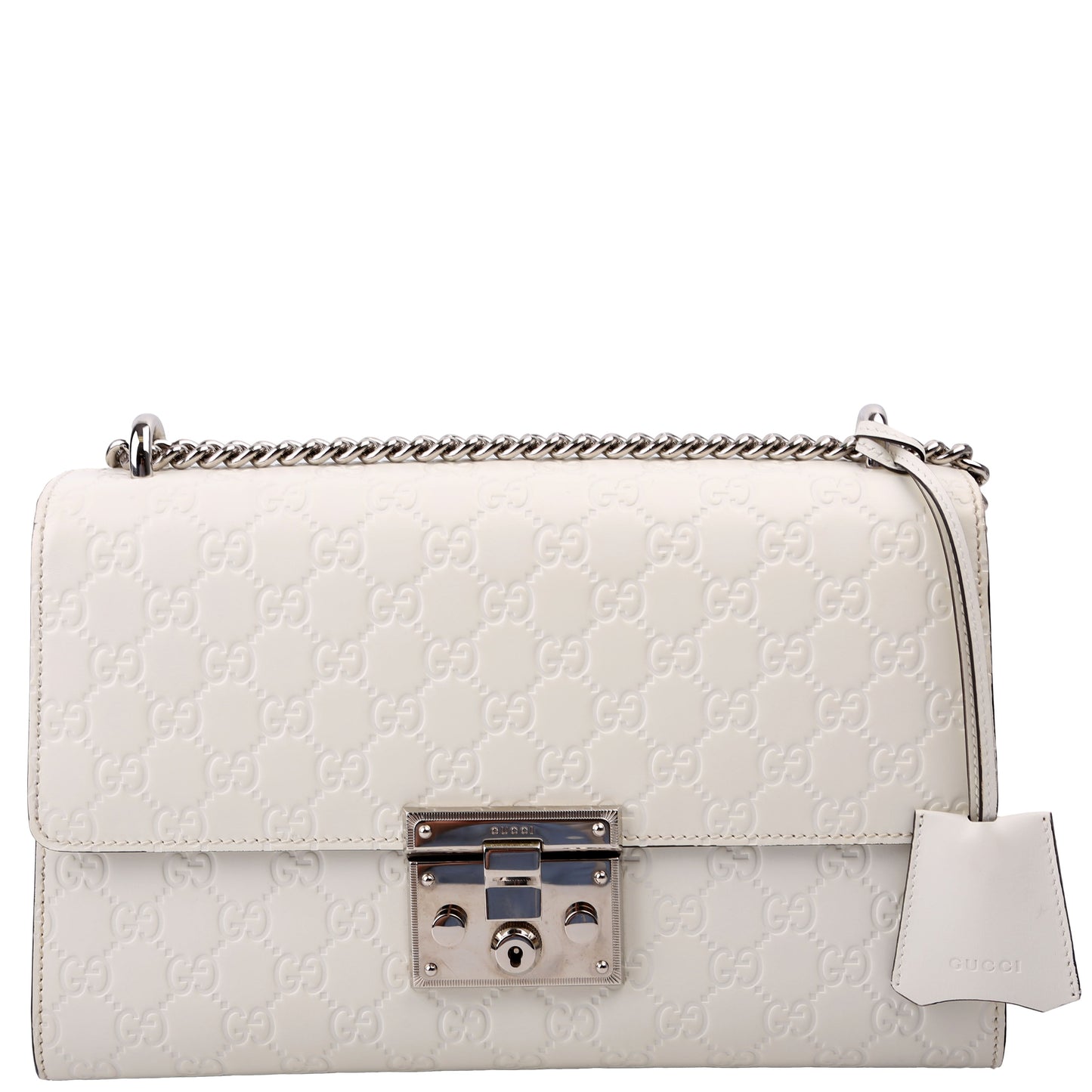Gucci Padlock GG Leather White Medium Shoulder Bag