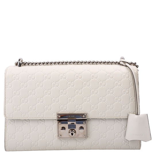 Gucci Padlock GG Leather White Medium Shoulder Bag