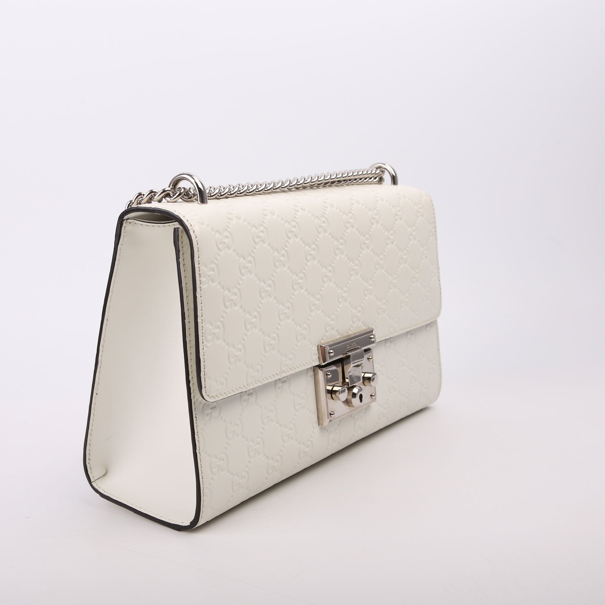 Gucci Padlock GG Leather White Medium Shoulder Bag