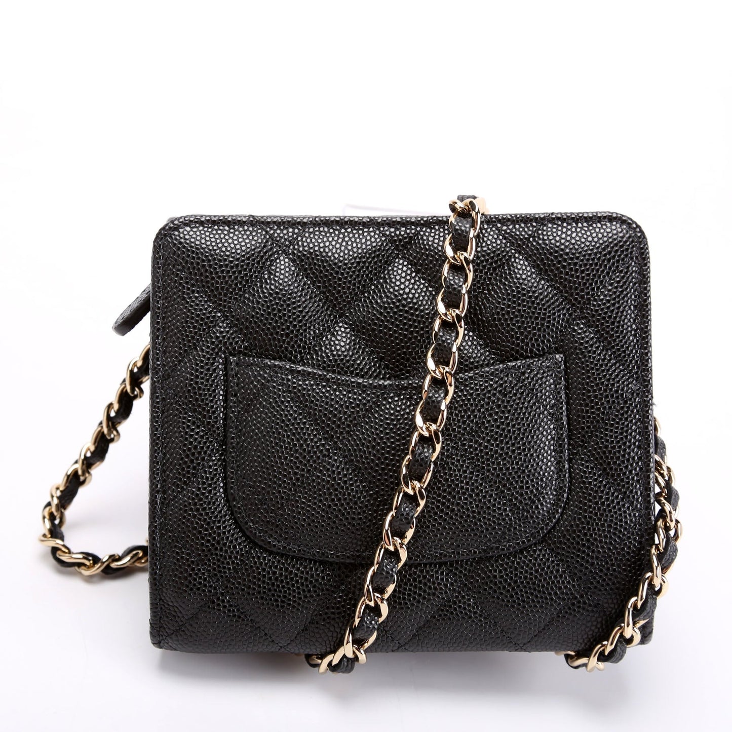 Chanel CC Flap Card Holder On Caviar Black Wallet Case