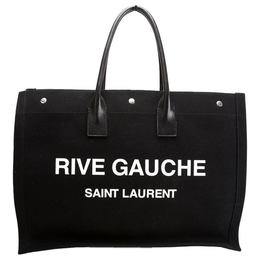 YSL Saint Laurent Saint Laurent Rive Gauche Tote Bag Black White