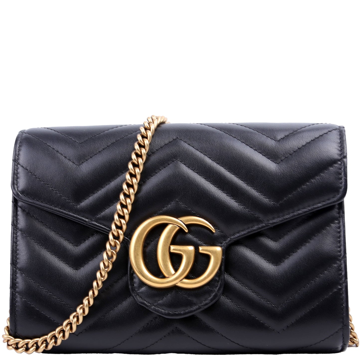 Gucci Marmont Black Chain Wallet Case Black 6