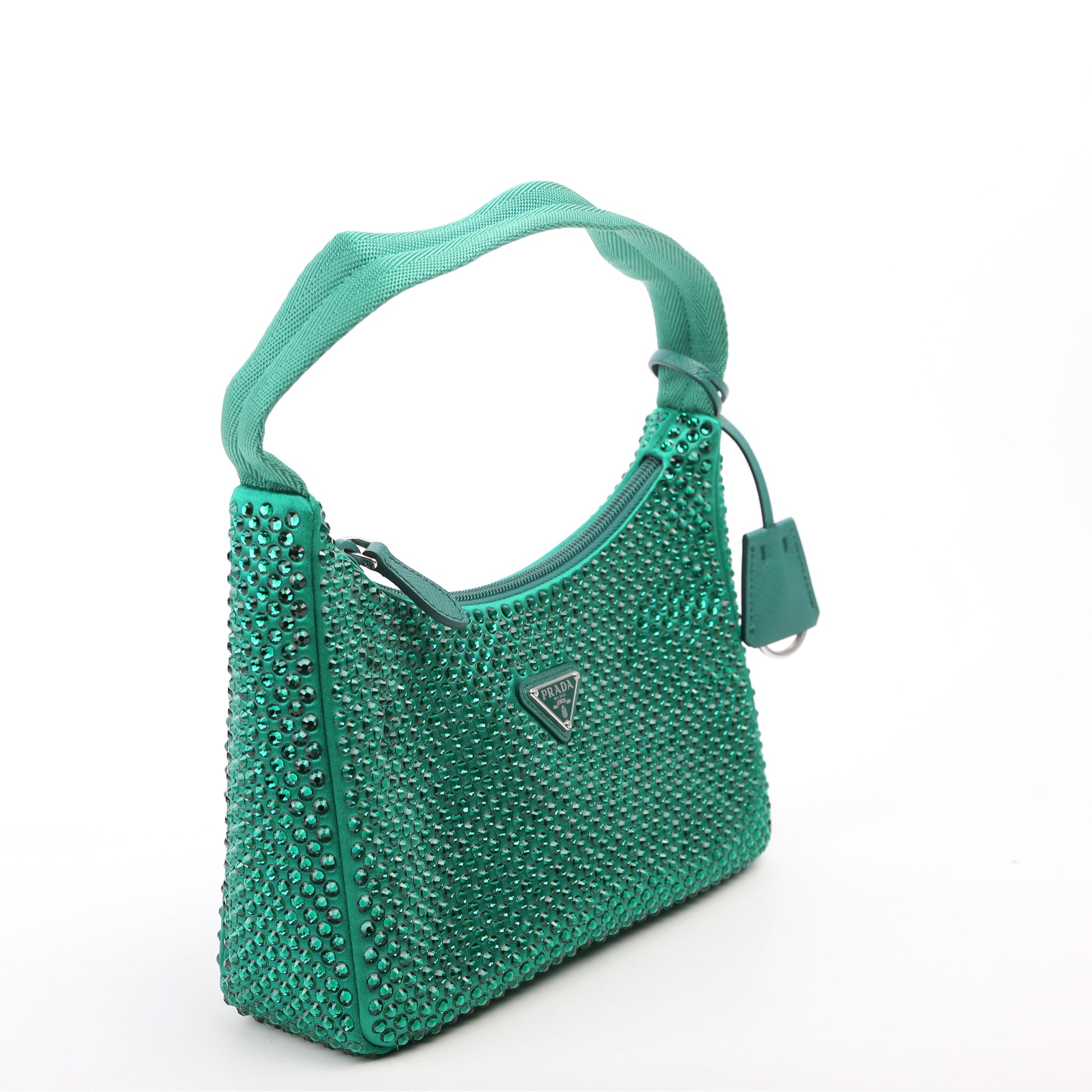 Prada Crystal Re Edition Bag Satin Green Travel Bag