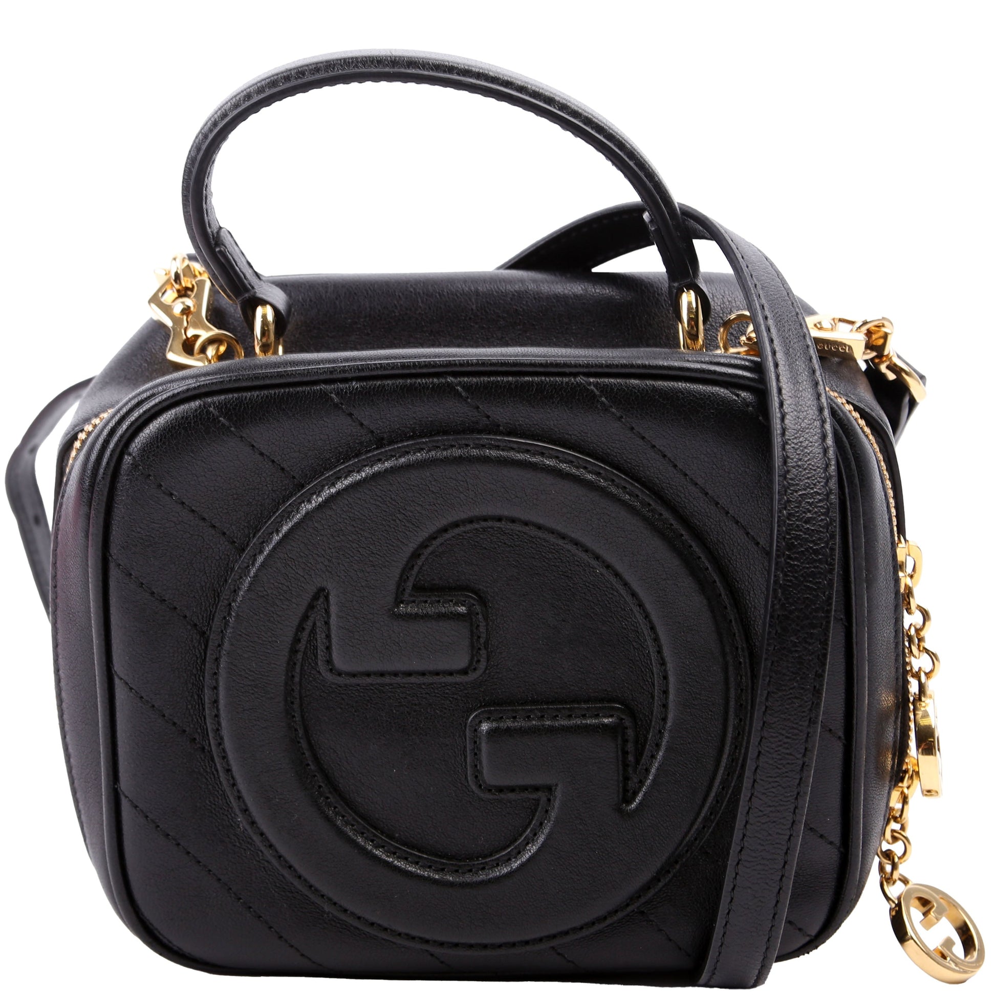 Gucci Blondie Leather Black Top Handle Travel Bag