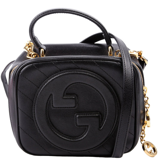 Gucci Blondie Leather Black Top Handle Travel Bag