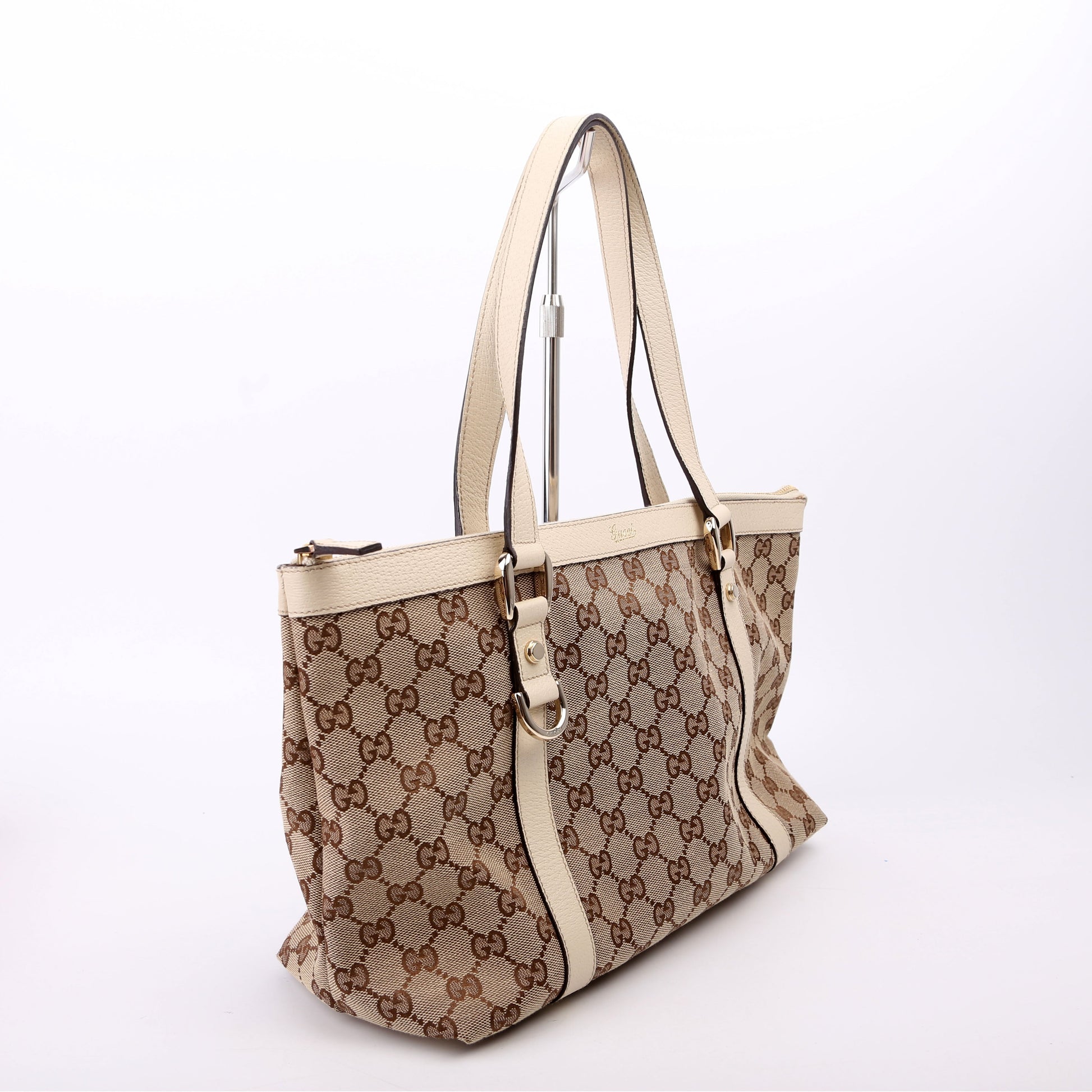 Gucci GG Abbey Canvas Cream Tote Bag