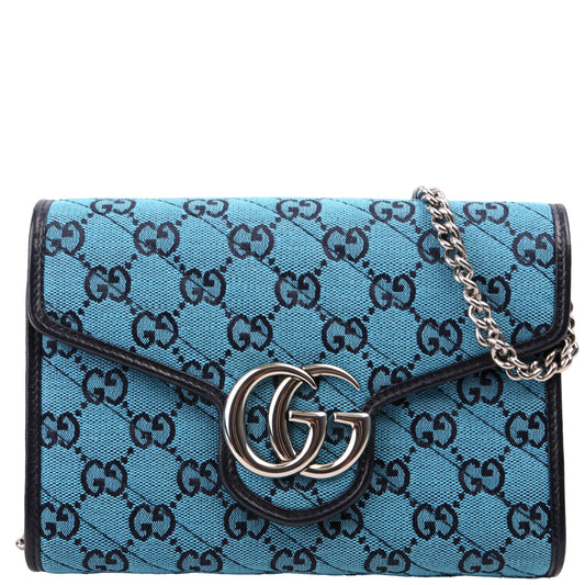 Gucci Marmont Blue Chain Wallet Case