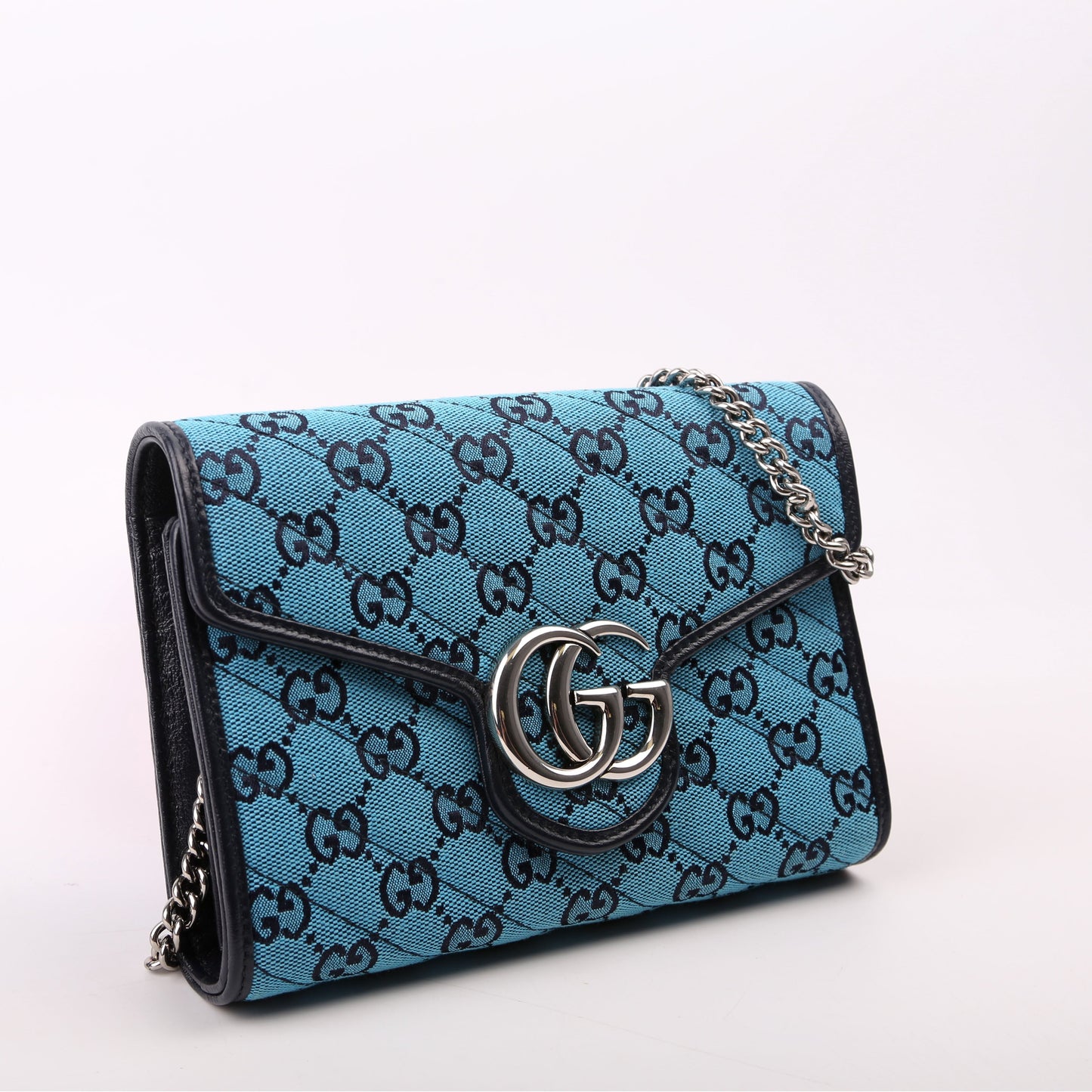 Gucci Marmont Blue Chain Wallet Case