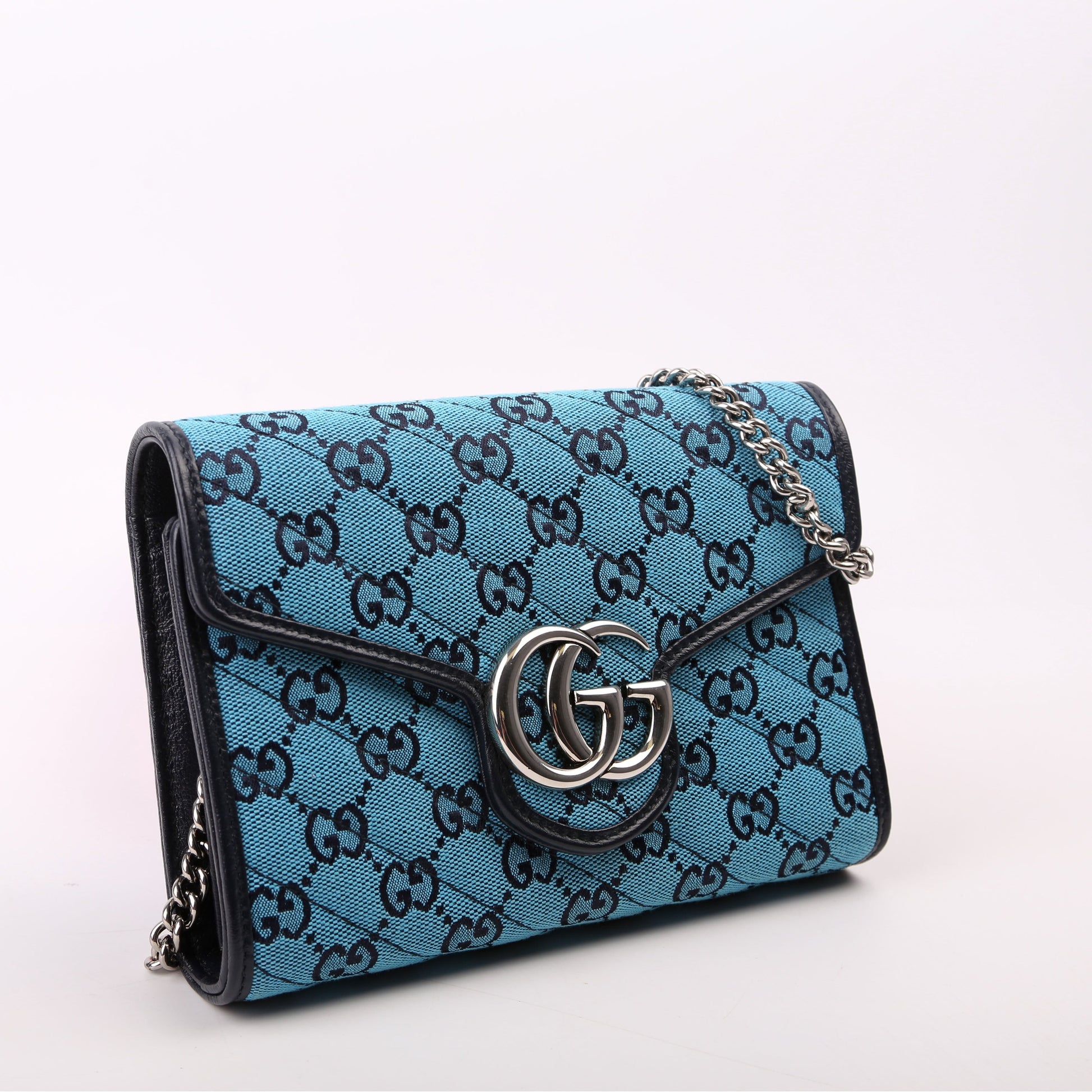 Gucci Marmont Blue Chain Wallet Case