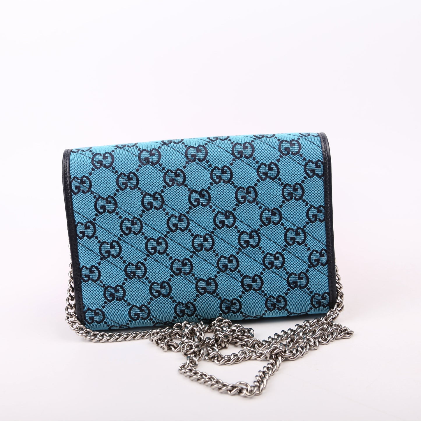 Gucci Marmont Blue Chain Wallet Case