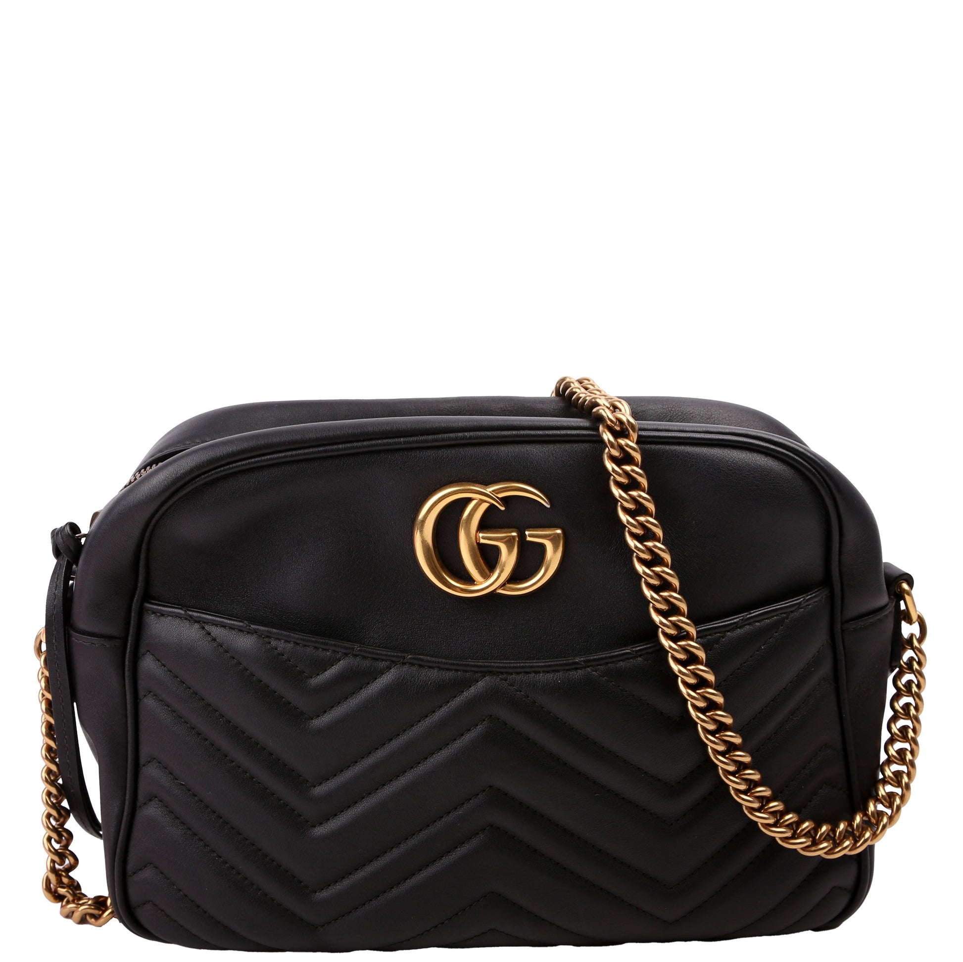 Gucci GG Marmont Black Medium Chain Travel Bag