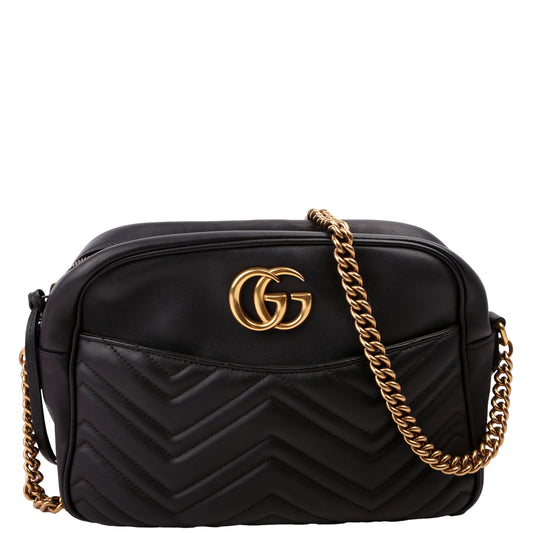 Gucci GG Marmont Black Medium Chain Travel Bag