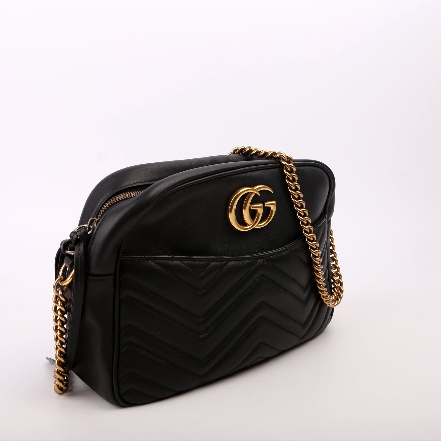 Gucci GG Marmont Black Medium Chain Travel Bag