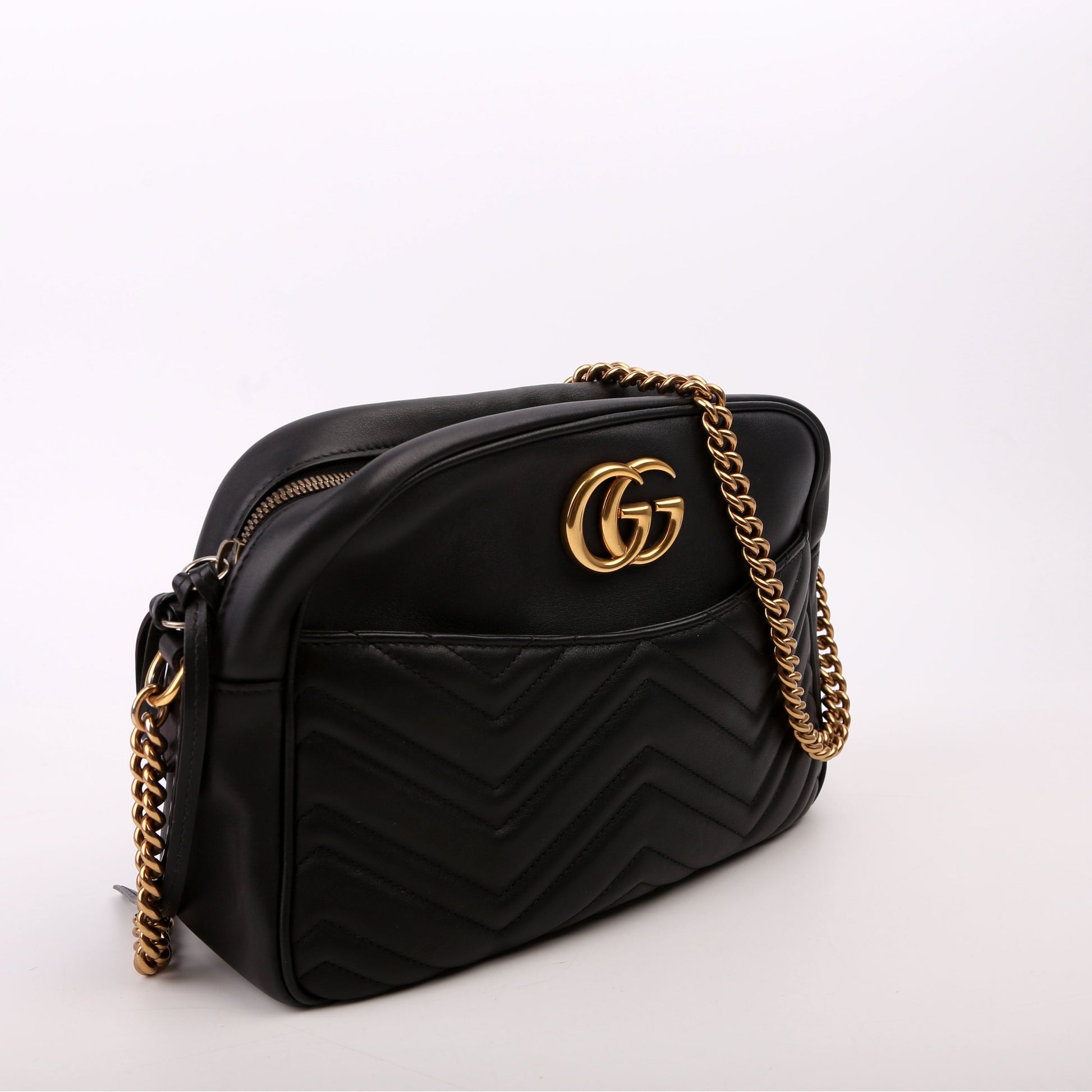 Gucci GG Marmont Black Medium Chain Travel Bag