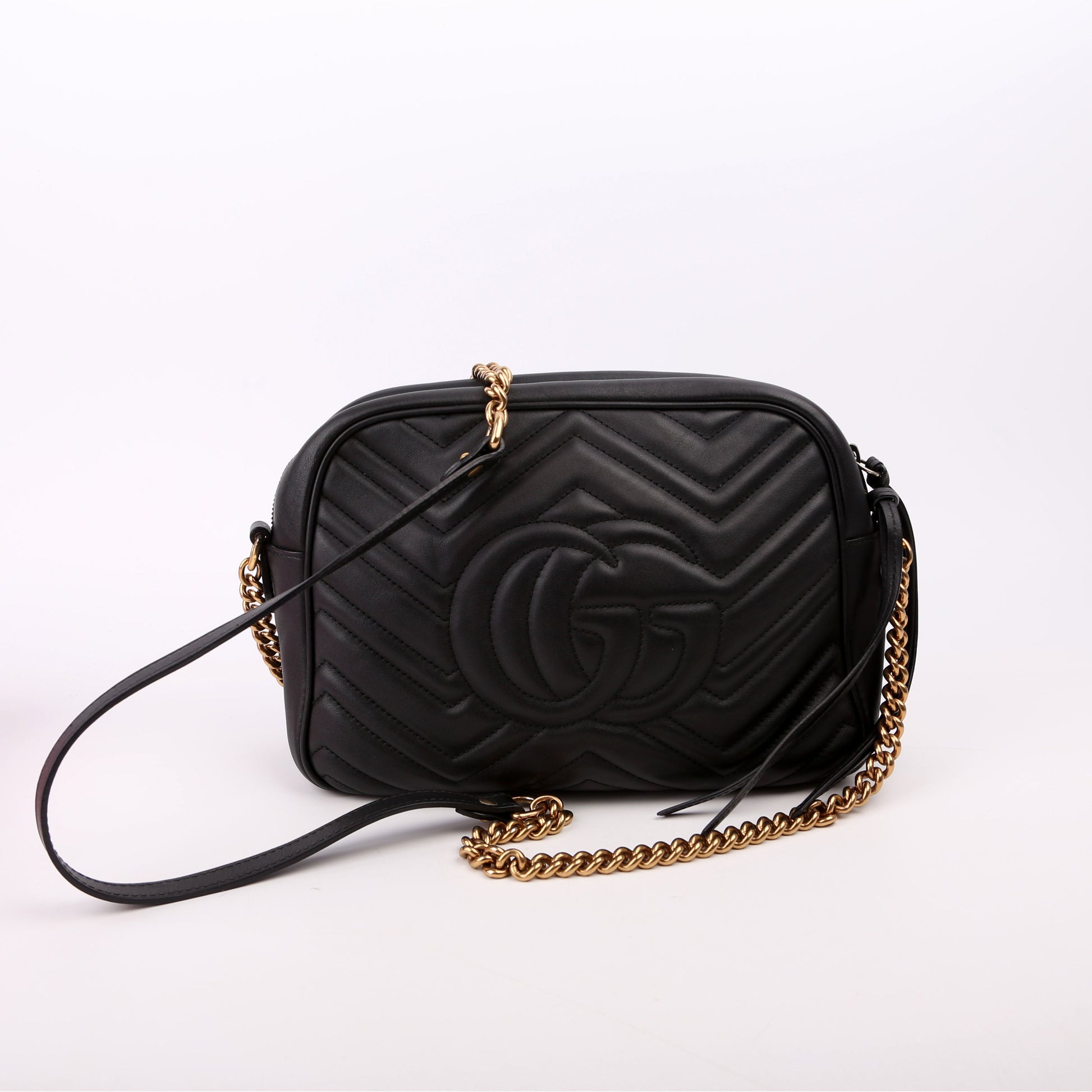 Gucci GG Marmont Black Medium Chain Travel Bag