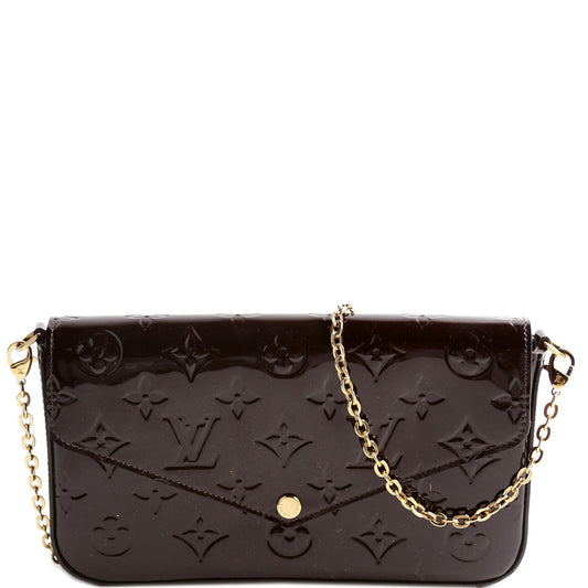 Louis Vuitton Pochette Felicie Burgundy Vernis Clutch Bag