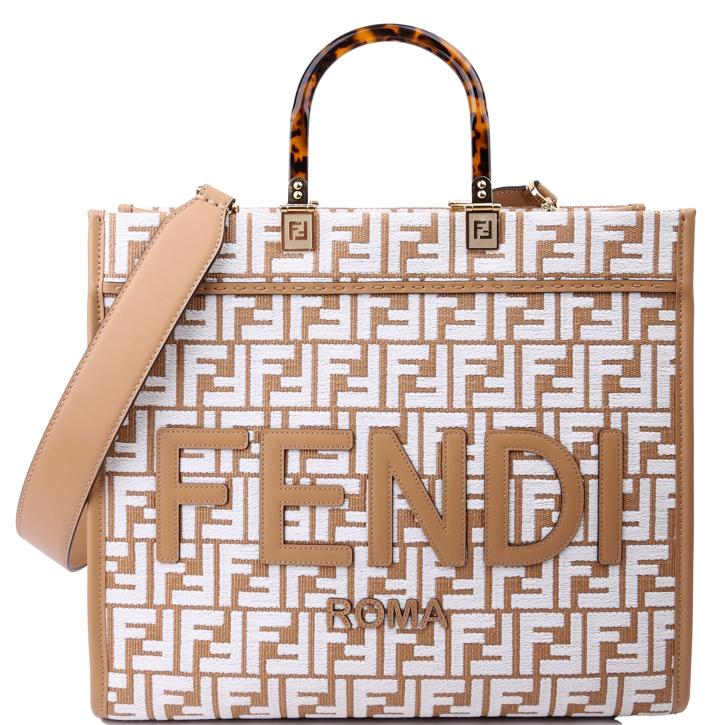 Fendi 8Bh386 Sunshine Shopper Bag Raffia Medium Travel Bag