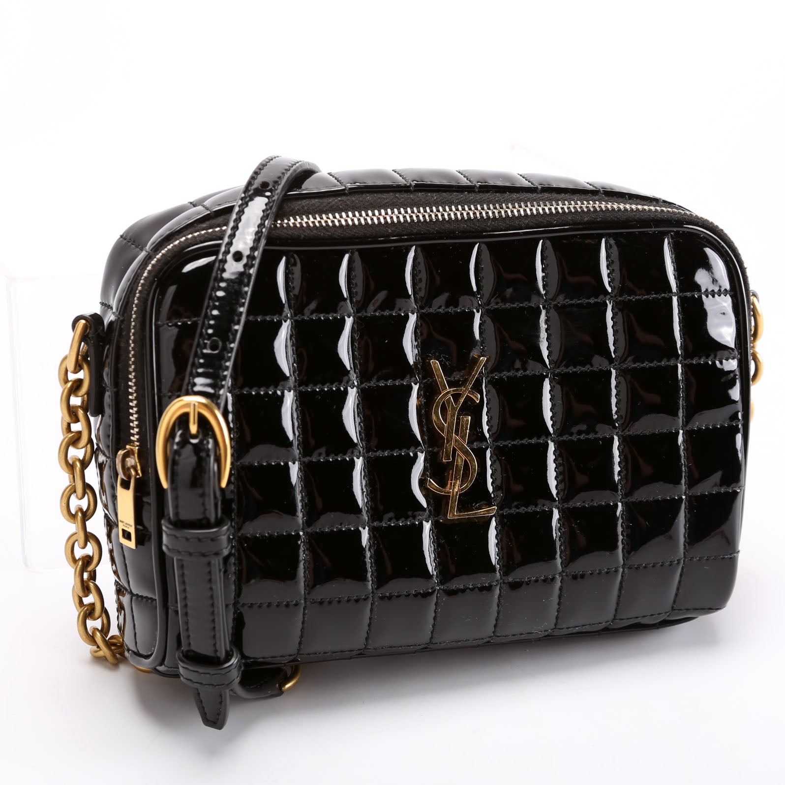 YSL Saint Laurent Saint Laurent Cassandre Carre Camera Patent Bag Black Travel Bag