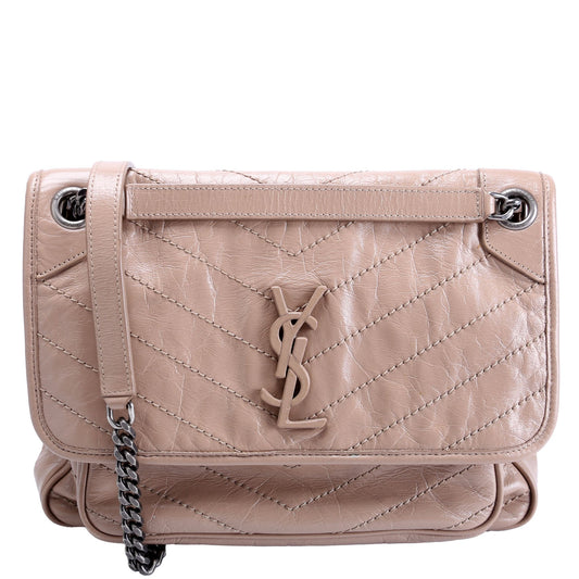 YSL Saint Laurent Saint Laurent Niki Crinkle Bag Leather Tan Travel Bag