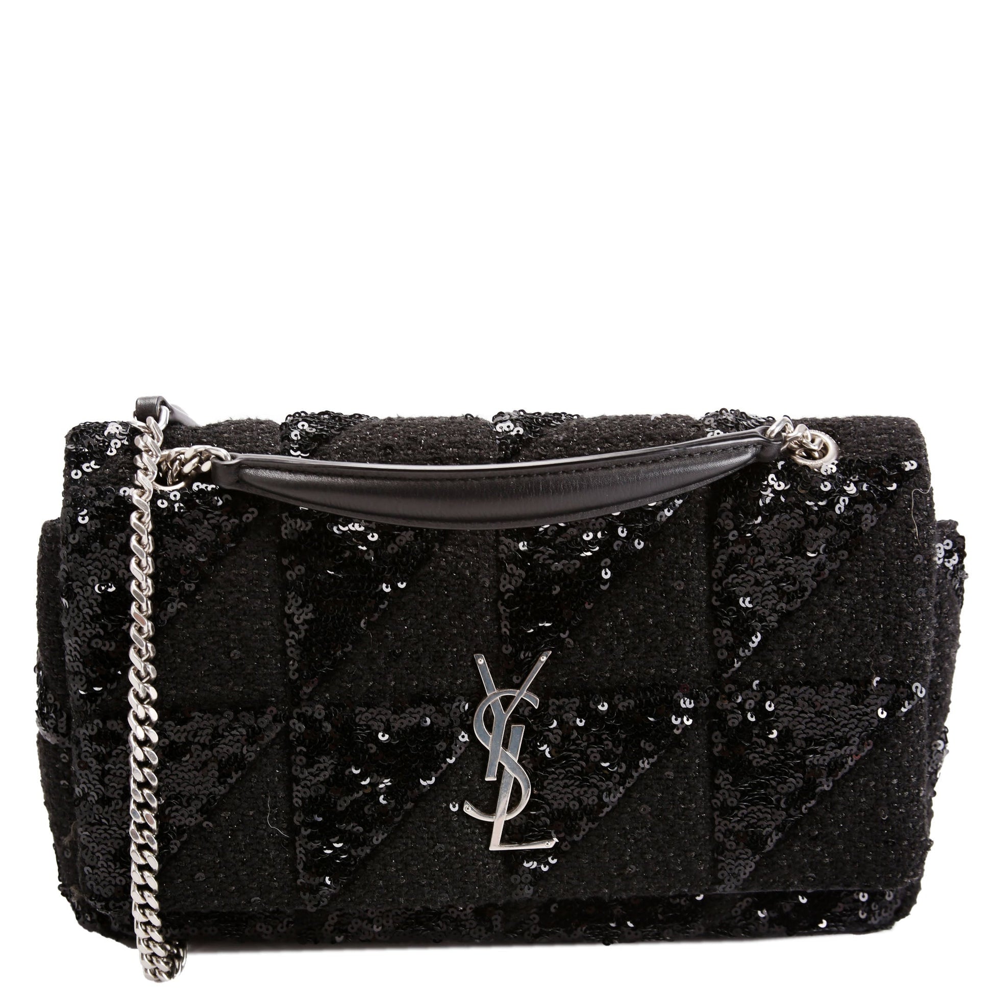 YSL Saint Laurent Sequin Patchwork Jamie Bag Black Medium Travel Bag