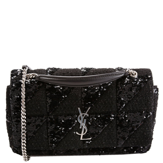 YSL Saint Laurent Sequin Patchwork Jamie Bag Black Medium Travel Bag