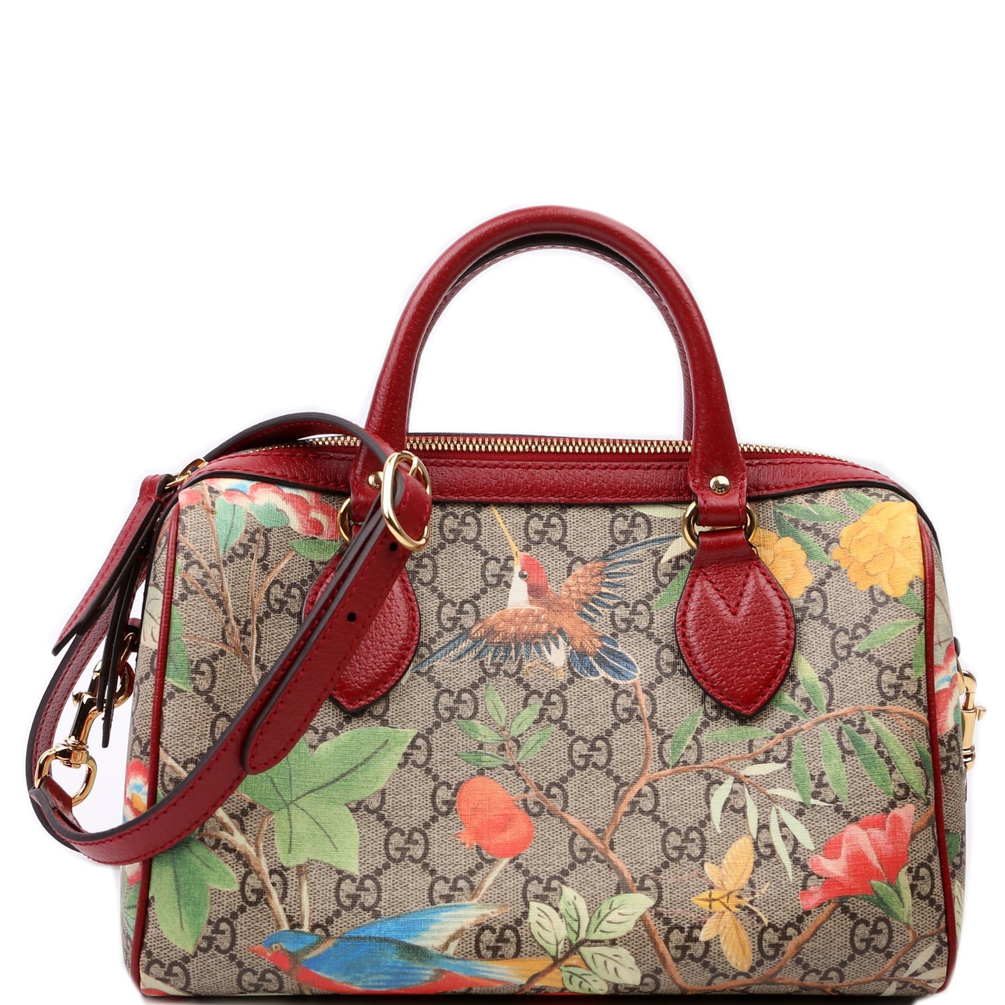 Gucci GG Tian Boston Red Multicolor Small Travel Bag