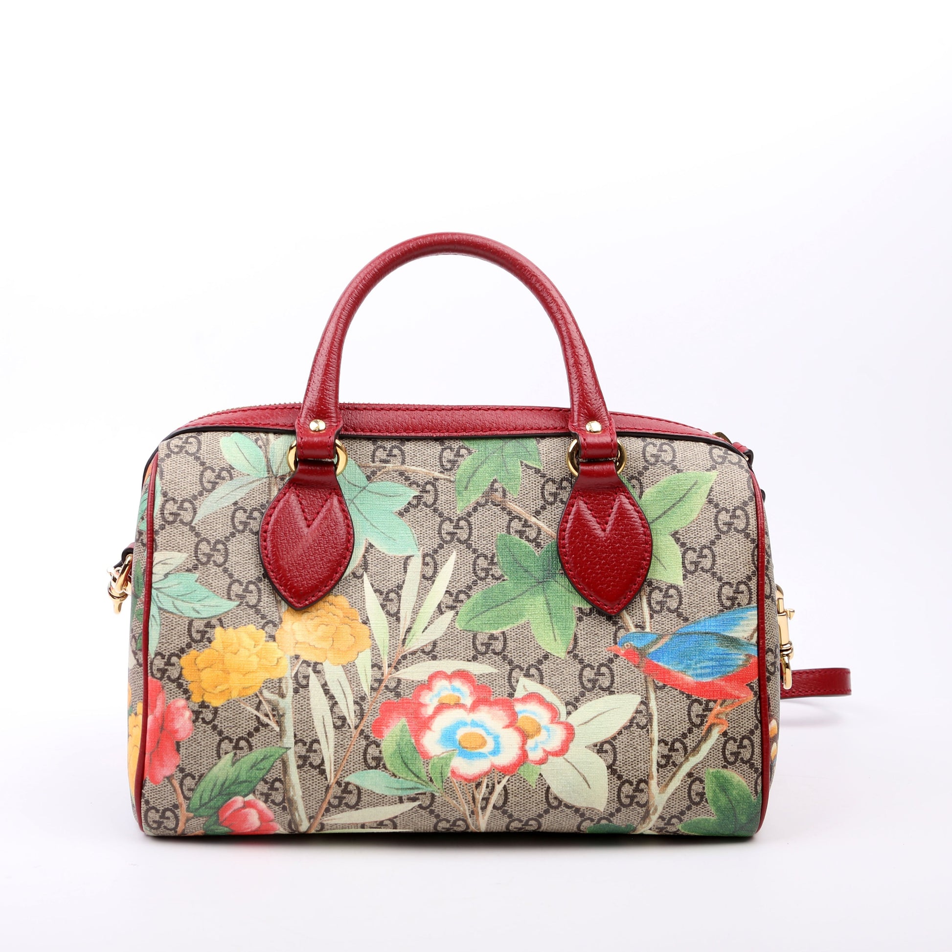 Gucci GG Tian Boston Red Multicolor Small Travel Bag