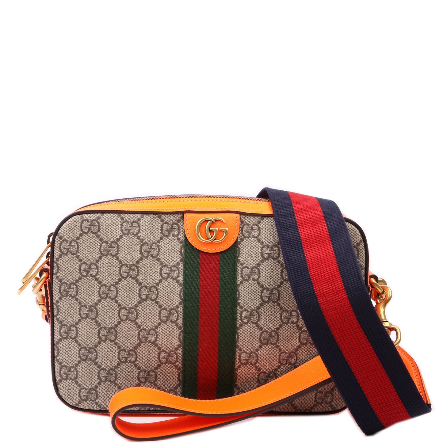 Gucci GG Supreme Ophidia Wristlet Orange Small Crossbody Bag