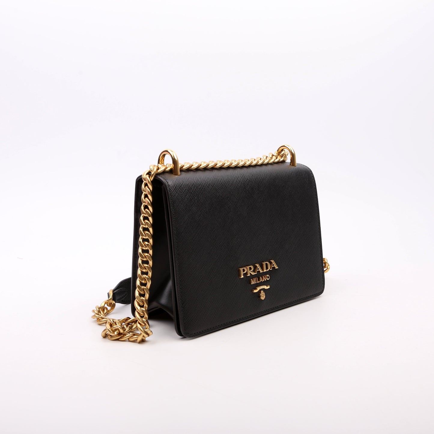 Prada Saffiano Crossbody Bag Black Chain