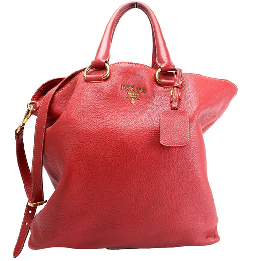 Prada Soft Calf Shopping Tote Bag Red Large