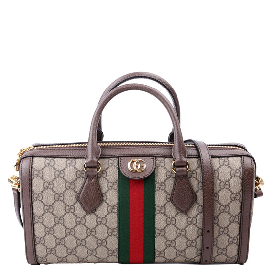 Gucci GG Supreme Ophidia Boston Brown Medium Travel Bag