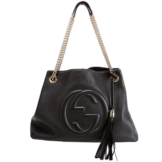 Gucci Soho Newer Black Chain Tote Bag Black 2