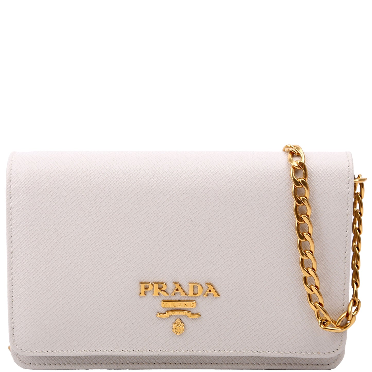 Prada Saffiano Lux Gray Bag Mini Chain Travel Bag