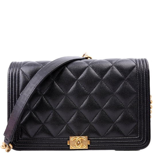 Chanel WOC Boy Caviar Black Clutch Bag Black 4