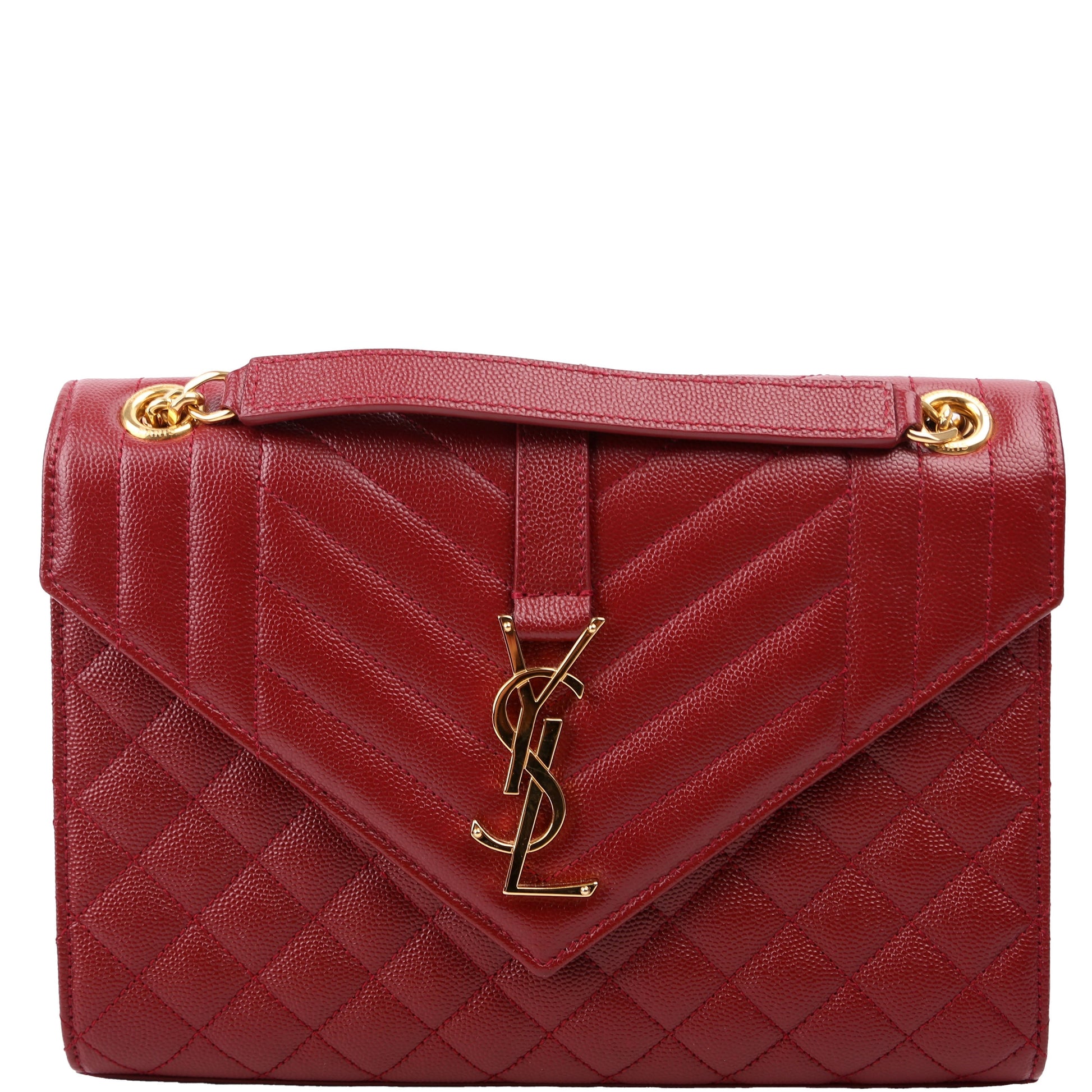YSL Saint Laurent Saint Laurent Envelope Tri Quilt Maroon Bag Medium Travel Bag