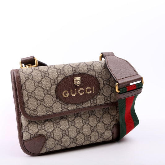 Gucci GG Supreme Neo Messenger Brown Small Travel Bag