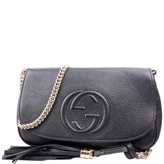 Gucci Soho Black Medium Chain Crossbody Bag Medium Black
