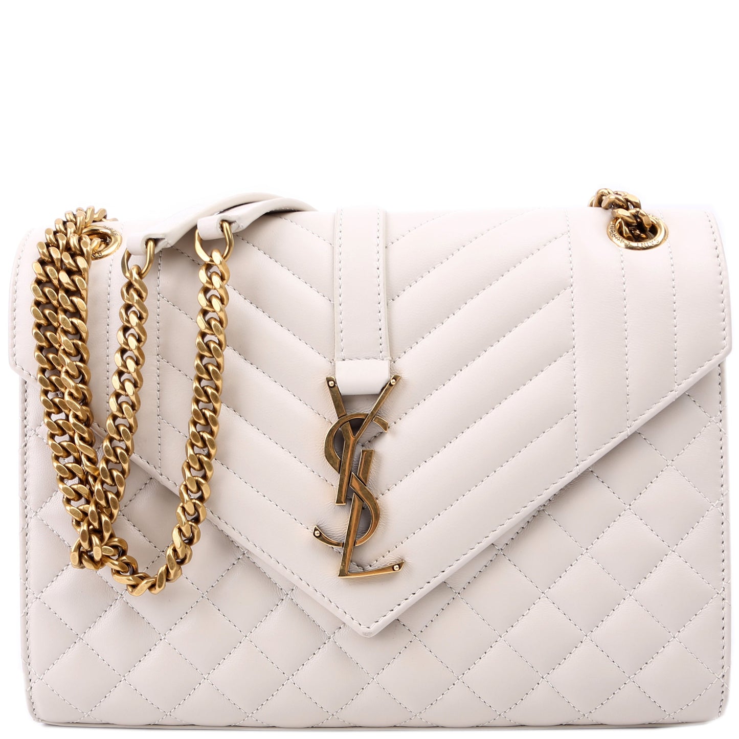 YSL Saint Laurent Saint Laurent Envelope Tri Quilt Bag White Medium Travel Bag