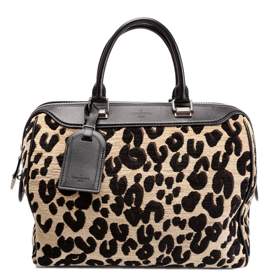 Louis Vuitton Stephen Spro Leopard Chenille Speedy Handbag