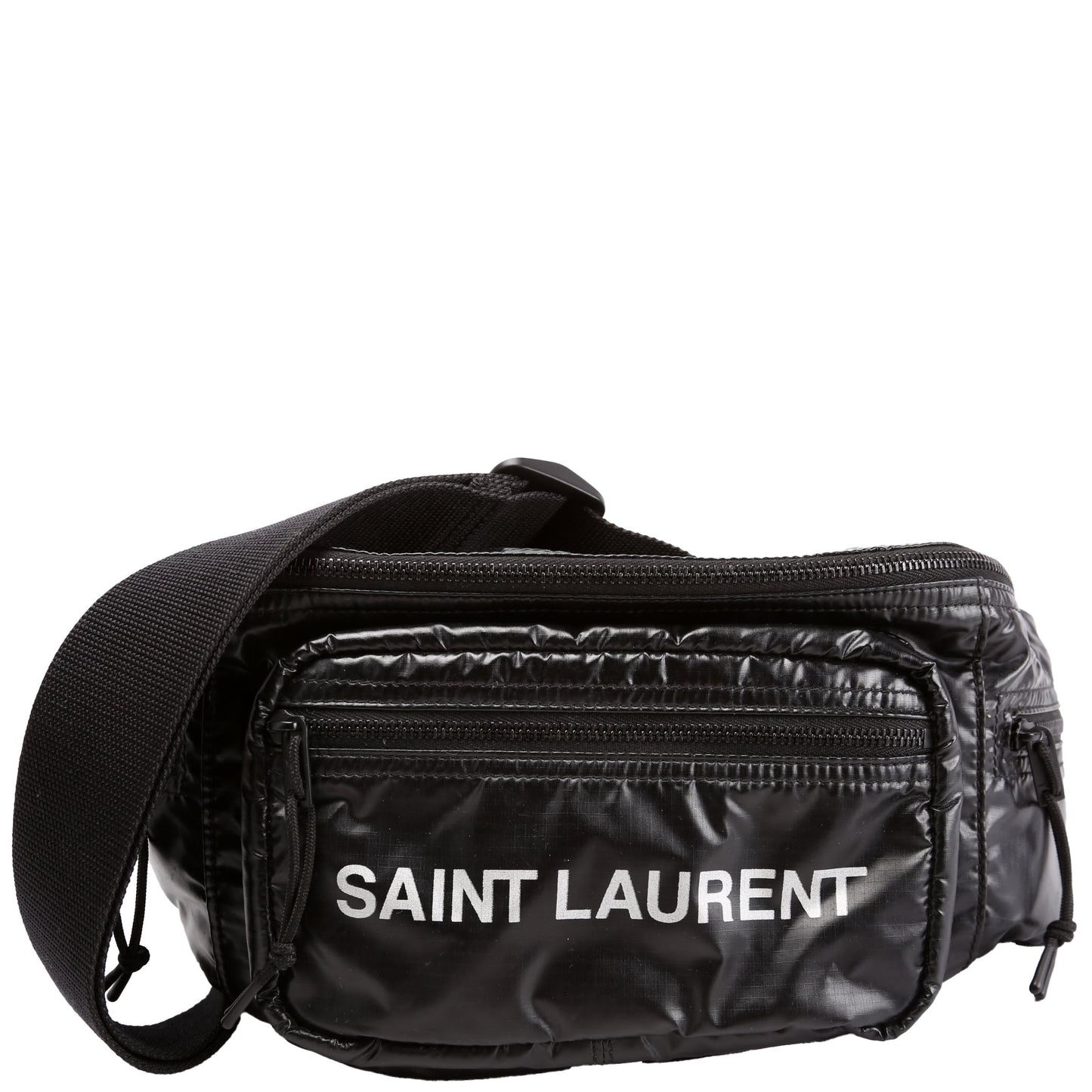 YSL Saint Laurent Ripstop Body Belt Bag Nylon Black Logo