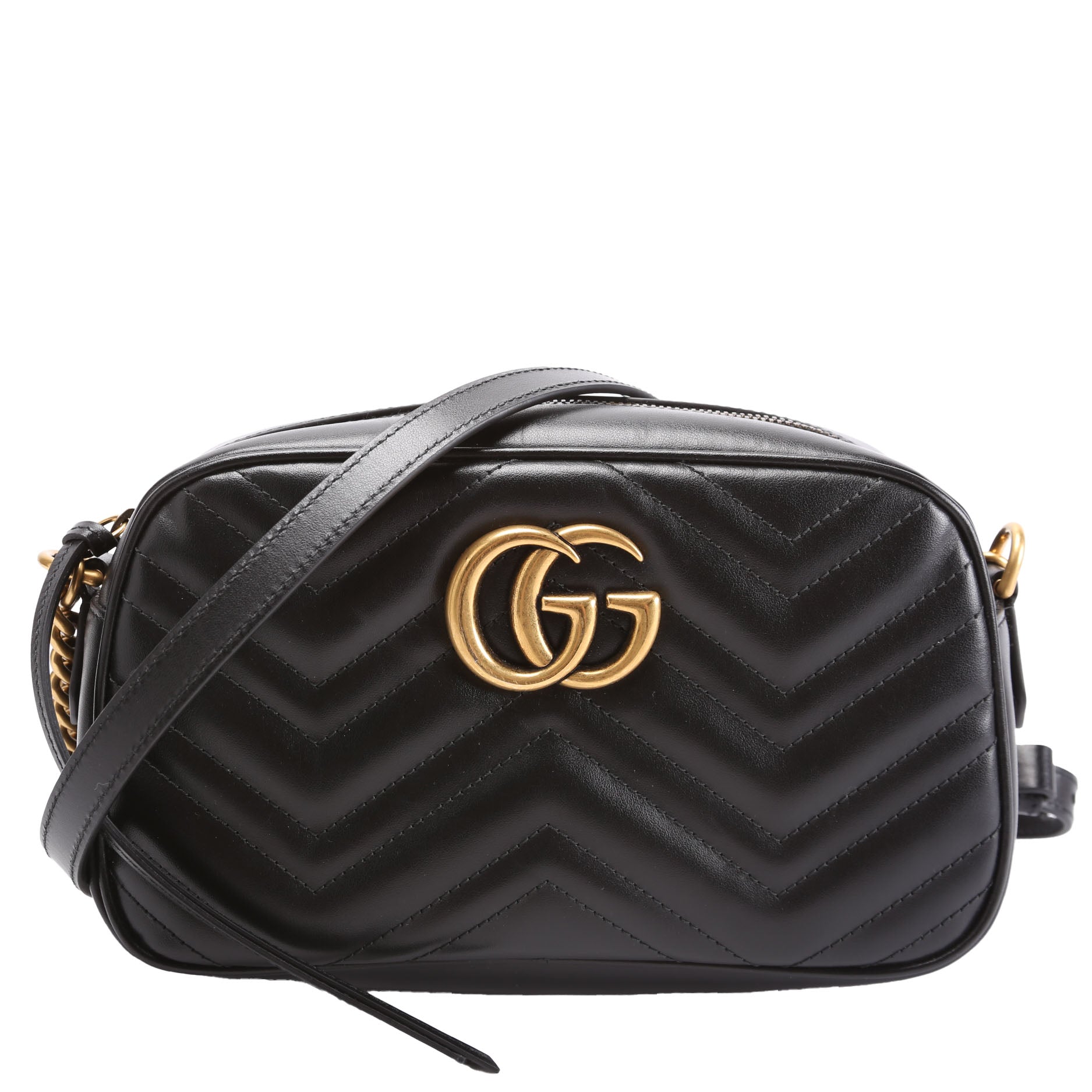 Gucci Marmont Camera Leather Black Small Travel Bag Black 11