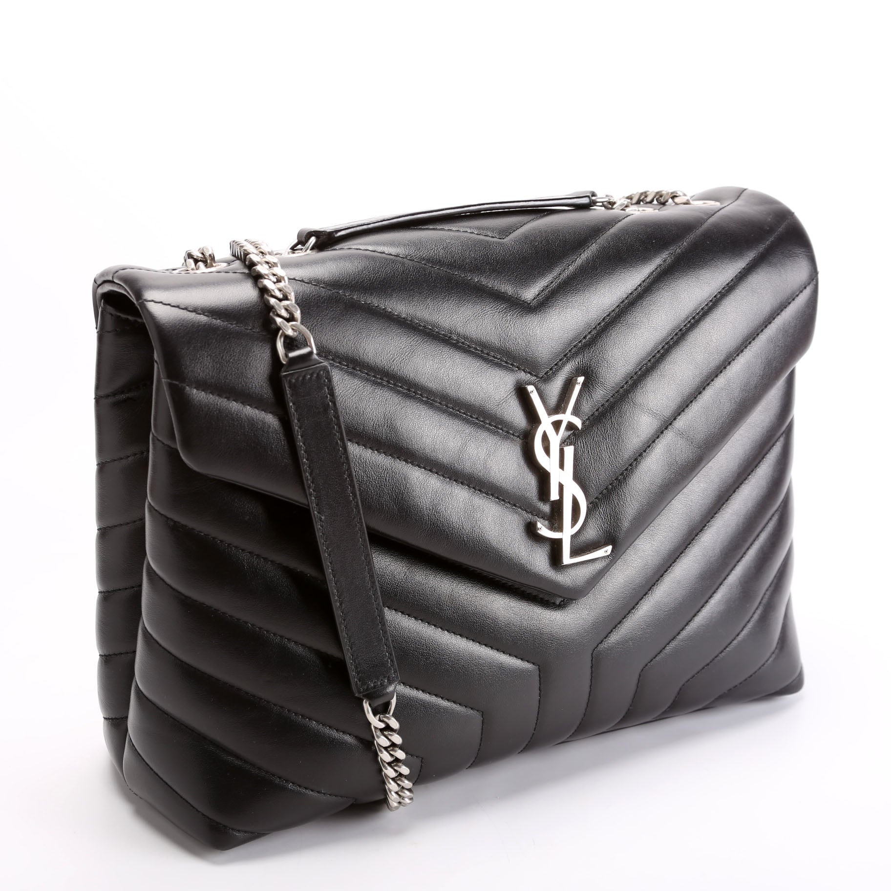 YSL Saint Laurent Loulou Bag Quilted Black Medium Travel Bag 574946 Black 6