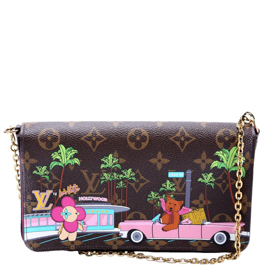 Louis Vuitton Pochette Felicie XMAS Animation Hollywood Monogram Clutch Bag