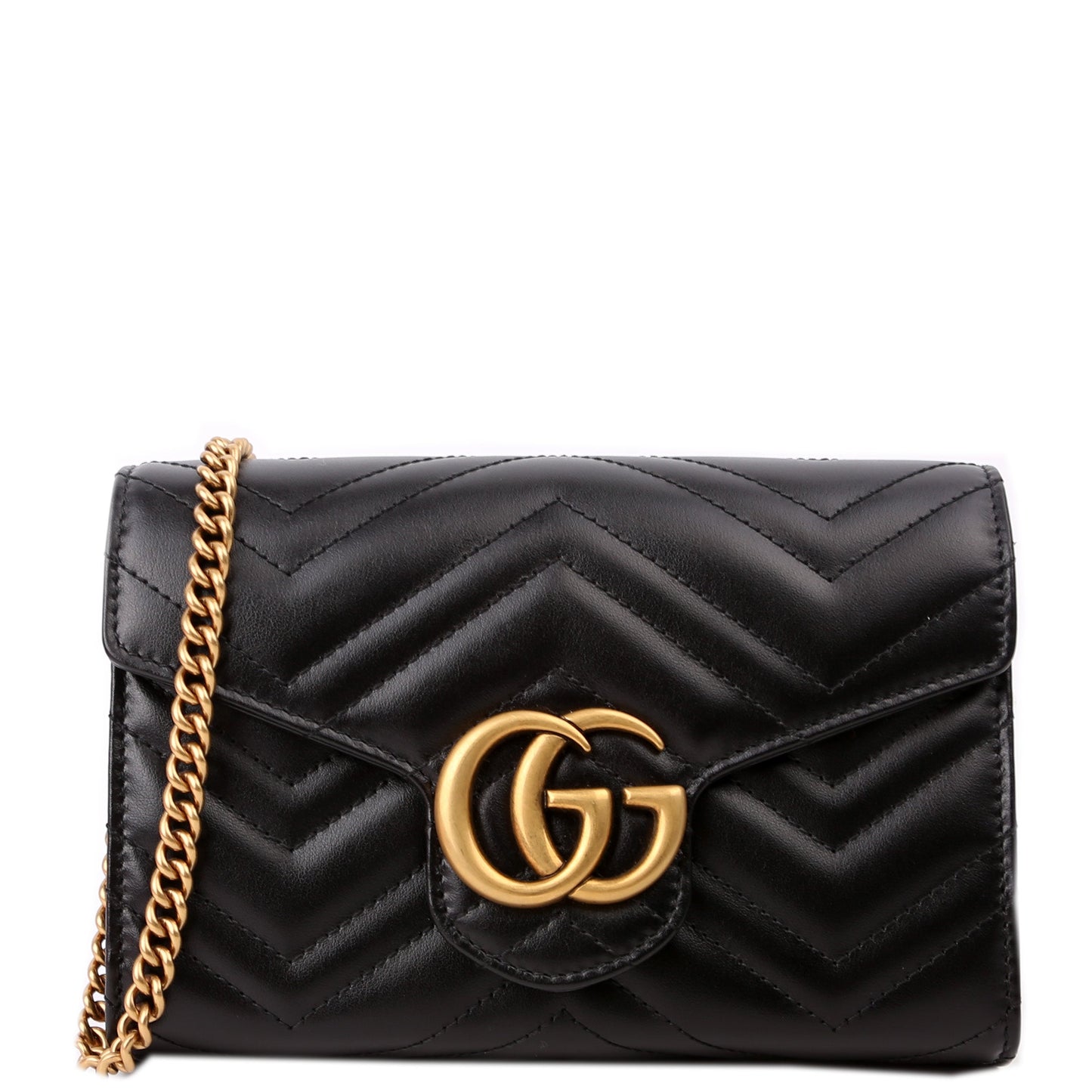 Gucci Marmont Black Chain Wallet Case Black 5