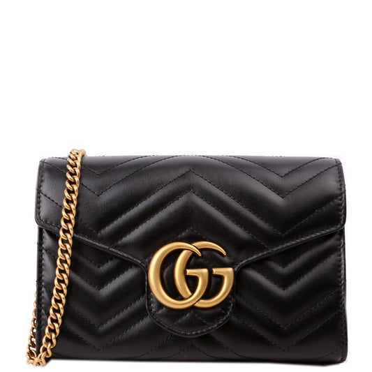 Gucci Marmont Black Chain Wallet Case Black 5